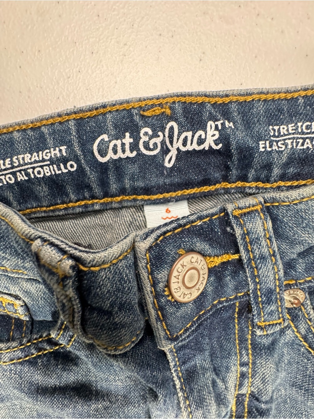 Cat & Jack Blue Denim Jeans with Yellow Stitching